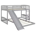 Lit superposé en bois Luxystar avec toboggan et clôture pour chambre d'enfant