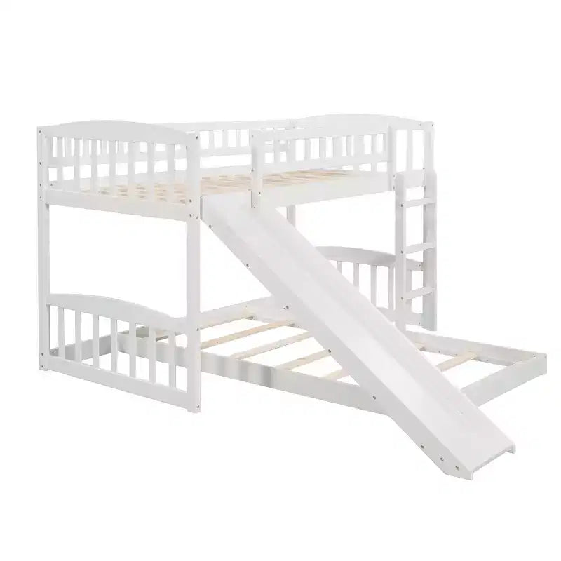 Lit superposé en bois Luxystar avec toboggan et clôture pour chambre d'enfant