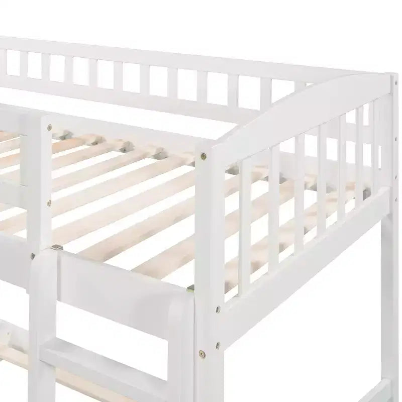 Lit superposé en bois Luxystar avec toboggan et clôture pour chambre d'enfant