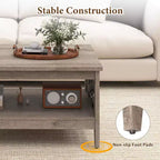 Costway Table Basse à 2 Niveaux de 39,5 po avec Étagère Ouverte, Décorations Tressées, Rangement pour Salon Marron/Chêne Rustique