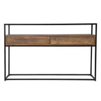 HomeRoots Table Console avec Rangement et Cadre en Verre Transparent et Noir 48