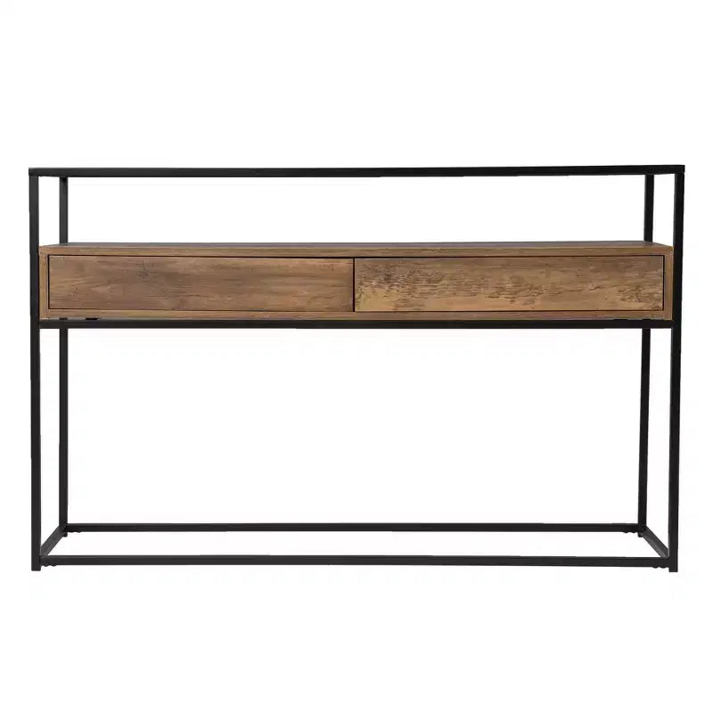 HomeRoots Table Console avec Rangement et Cadre en Verre Transparent et Noir 48
