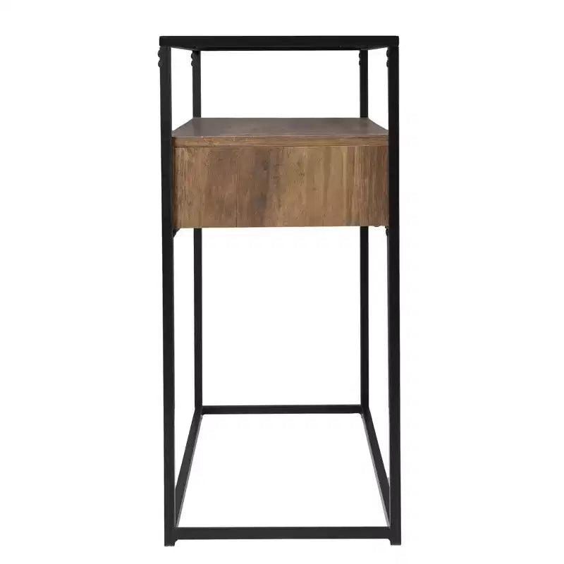 HomeRoots Table Console avec Rangement et Cadre en Verre Transparent et Noir 48