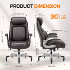 Chaise de bureau ergonomique Ora Maison, dossier haut en cuir avec support à ressort et accoudoirs relevables