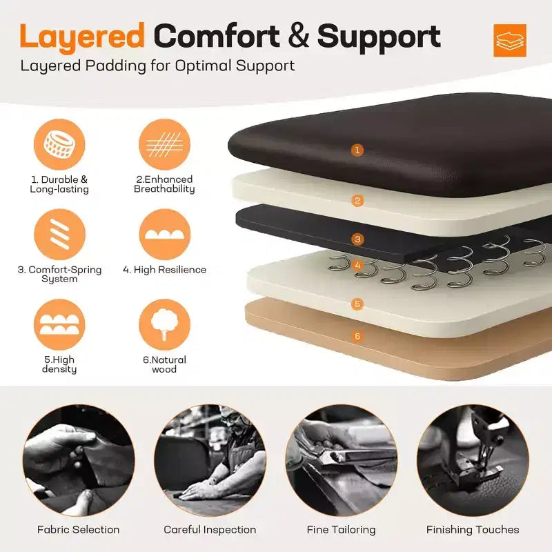 Chaise de bureau ergonomique Ora Maison, dossier haut en cuir avec support à ressort et accoudoirs relevables