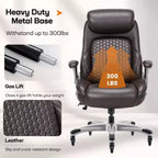 Chaise de bureau ergonomique Ora Maison, dossier haut en cuir avec support à ressort et accoudoirs relevables