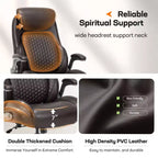 Chaise de bureau ergonomique Ora Maison, dossier haut en cuir avec support à ressort et accoudoirs relevables