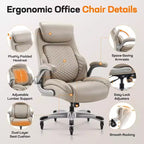 Chaise de bureau ergonomique Ora Maison, dossier haut en cuir avec support à ressort et accoudoirs relevables