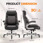 Chaise de bureau ergonomique Ora Maison, dossier haut en cuir avec support à ressort et accoudoirs relevables