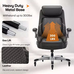 Chaise de bureau ergonomique Ora Maison, dossier haut en cuir avec support à ressort et accoudoirs relevables
