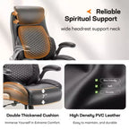 Chaise de bureau ergonomique Ora Maison, dossier haut en cuir avec support à ressort et accoudoirs relevables