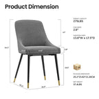 COLAMY Chaise de salle à manger moderne capitonnée Chaise d'appoint de cuisine avec pieds en métal pour la cuisine, la salle à manger ou le café