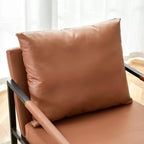 Fauteuil d'appoint Ora Maison Classic en cuir PU - Chaise ergonomique moderne industrielle avec cadre en métal robuste pour salon et bureau, marron