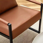 Fauteuil d'appoint Ora Maison Classic en cuir PU - Chaise ergonomique moderne industrielle avec cadre en métal robuste pour salon et bureau, marron