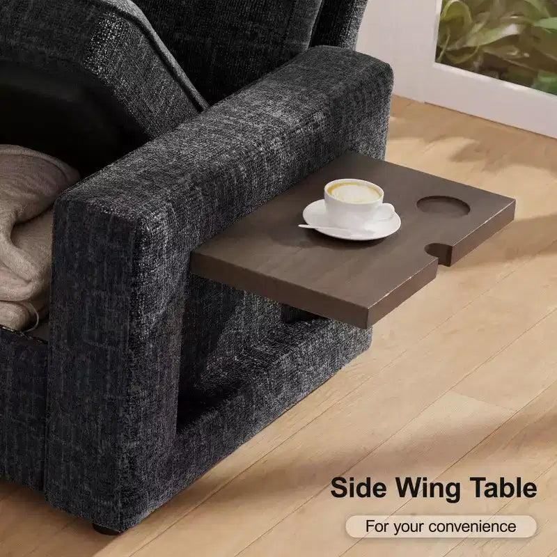Canapé inclinable 7 places Dyonery, canapé modulable, table d'appoint avec rangement dissimulé, rechargeable
