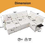 Canapé inclinable 7 places Dyonery, canapé modulable, table d'appoint avec rangement dissimulé, rechargeable