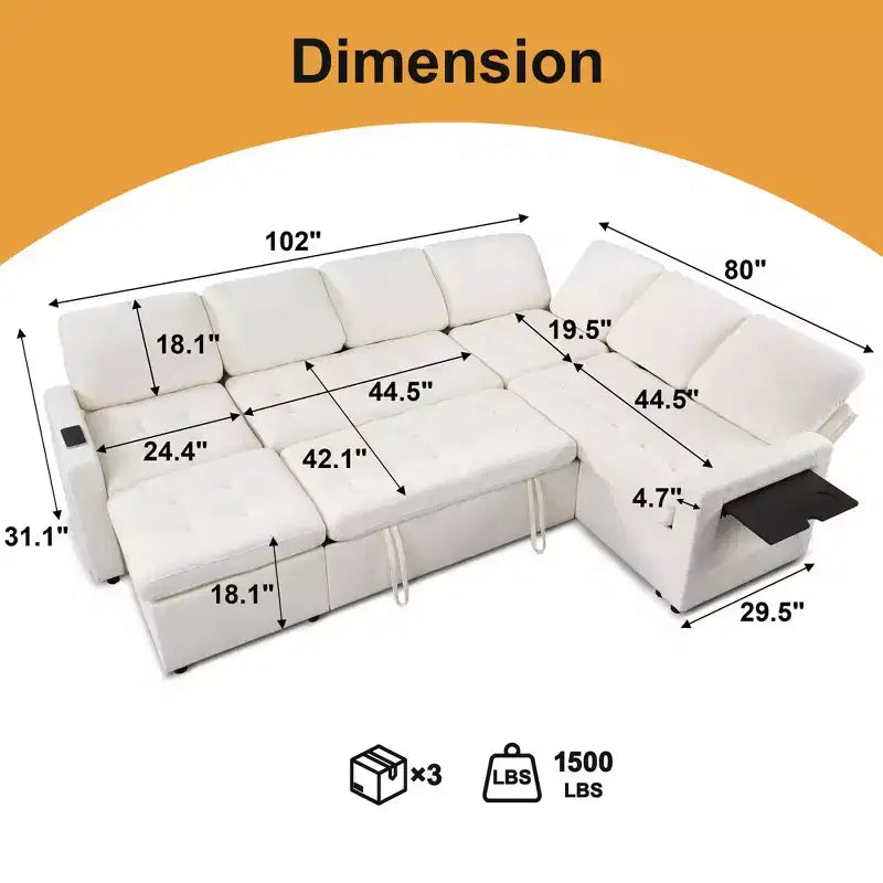 Canapé inclinable 7 places Dyonery, canapé modulable, table d'appoint avec rangement dissimulé, rechargeable