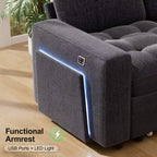 Canapé inclinable 7 places Dyonery, canapé modulable, table d'appoint avec rangement dissimulé, rechargeable