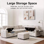 Canapé inclinable 7 places Dyonery, canapé modulable, table d'appoint avec rangement dissimulé, rechargeable