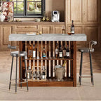 Table de bar comptoir moderne de 63 po avec étagères de rangement à 2 niveaux - Table de salle à manger robuste pour restaurant, bistrot ou salon - 4-8 places assises
