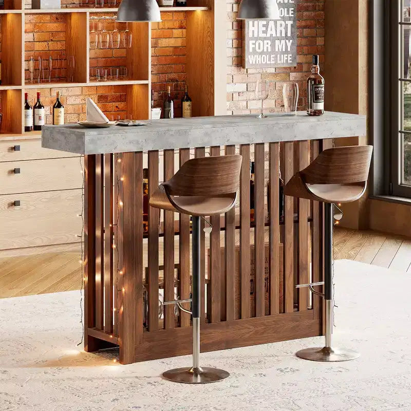 Table de bar comptoir moderne de 63 po avec étagères de rangement à 2 niveaux - Table de salle à manger robuste pour restaurant, bistrot ou salon - 4-8 places assises