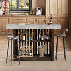 Table de bar comptoir moderne de 63 po avec étagères de rangement à 2 niveaux - Table de salle à manger robuste pour restaurant, bistrot ou salon - 4-8 places assises