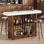Table de bar comptoir moderne de 63 po avec étagères de rangement à 2 niveaux - Table de salle à manger robuste pour restaurant, bistrot ou salon - 4-8 places assises