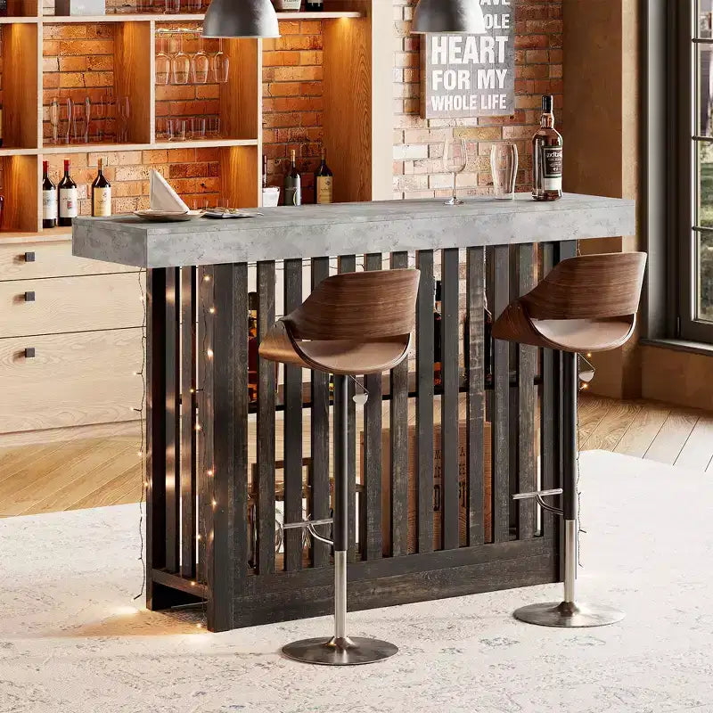 Table de bar comptoir moderne de 63 po avec étagères de rangement à 2 niveaux - Table de salle à manger robuste pour restaurant, bistrot ou salon - 4-8 places assises