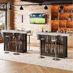 Table de bar comptoir moderne de 63 po avec étagères de rangement à 2 niveaux - Table de salle à manger robuste pour restaurant, bistrot ou salon - 4-8 places assises