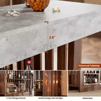 Table de bar comptoir moderne de 63 po avec étagères de rangement à 2 niveaux - Table de salle à manger robuste pour restaurant, bistrot ou salon - 4-8 places assises