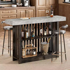 Modern 63 Counter Height Bar Table with 2-Tier Storage Shelves  Sturdy Dining Table for Restaurant, Bistro, or Living Room  Seats 4-8