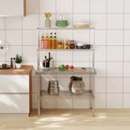 Étagère de Rangement de Cuisine Double Couche en Acier Inoxydable, Étagère de Rangement Commerciale Réglable à 2 Niveaux, Convient aux Tables de Préparation Alimentaire et aux Plans de Travail de Cuisine