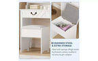 Coiffeuse Blanche avec Miroir Coulissant et Tabouret - Table de Maquillage Rétractable avec Support pour Sèche-Cheveux, Tiroirs et Meuble de Rangement