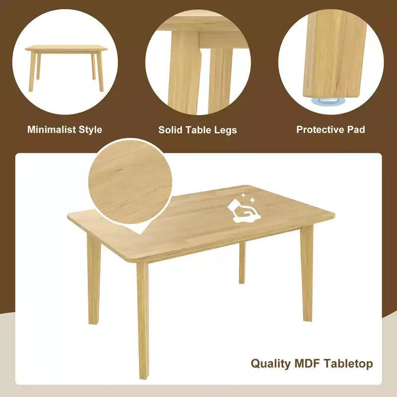 Ensemble de salle à manger rustique 5 pièces avec table en bois et 4 chaises rembourrées Espresso