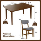 Ensemble de salle à manger rustique 5 pièces avec table en bois et 4 chaises rembourrées Espresso