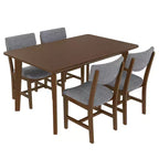 Ensemble de salle à manger rustique 5 pièces avec table en bois et 4 chaises rembourrées Espresso