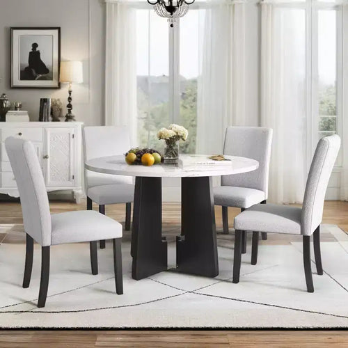 Ensemble table et chaises de salle à manger 5 pièces avec table de 109 cm, pour salle à manger, cuisine et salon
