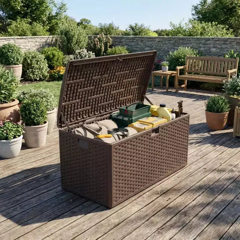 Coolmee Boîte de Rangement d'Extérieur Étanche 276L, Coffre de Rangement Verrouillable pour Coussins de Salon de Jardin, Oreillers
