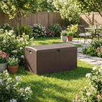 Coolmee Boîte de Rangement d'Extérieur Étanche 276L, Coffre de Rangement Verrouillable pour Coussins de Salon de Jardin, Oreillers