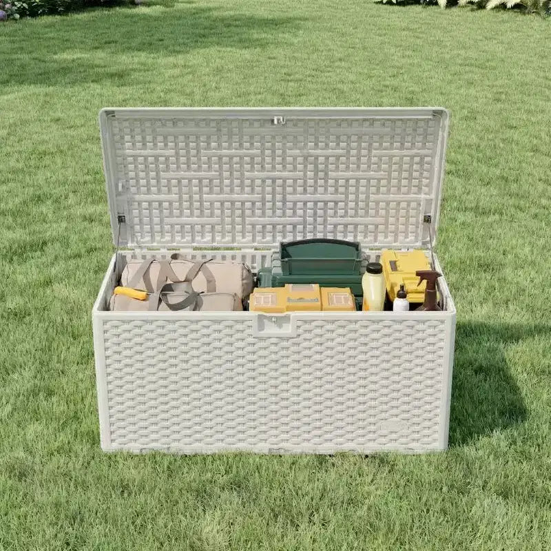 Coolmee Boîte de Rangement d'Extérieur Étanche 276L, Coffre de Rangement Verrouillable pour Coussins de Salon de Jardin, Oreillers