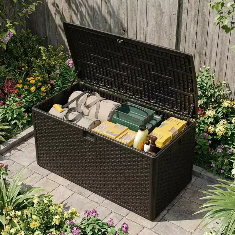 Coolmee Boîte de Rangement d'Extérieur Étanche 276L, Coffre de Rangement Verrouillable pour Coussins de Salon de Jardin, Oreillers