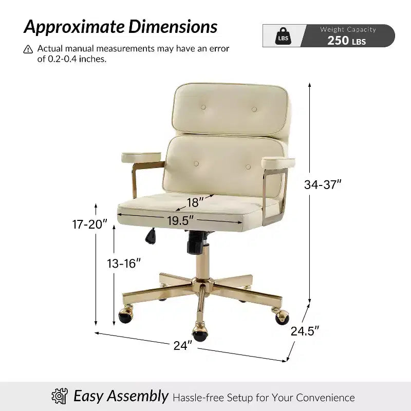 Chaise de bureau Debby Modern 37 H avec hauteur réglable|ARTFUL LIVING DESIGNS