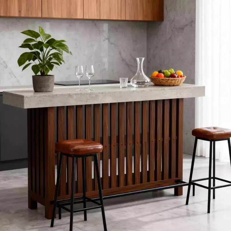 Table de bar à domicile 63, table de pub à 2 niveaux avec repose-pieds, meuble de bar à café moderne pour cuisine, bistrot, salle à manger et salon