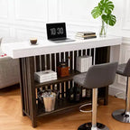 Table de bar à domicile 63, table de pub à 2 niveaux avec repose-pieds, meuble de bar à café moderne pour cuisine, bistrot, salle à manger et salon