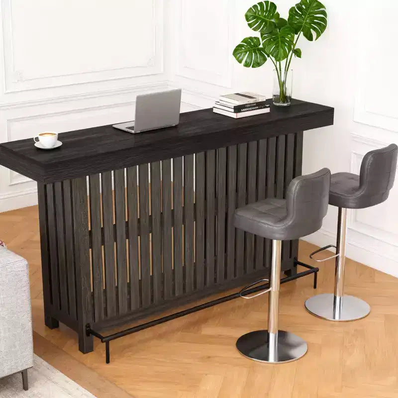 Table de bar à domicile 63, table de pub à 2 niveaux avec repose-pieds, meuble de bar à café moderne pour cuisine, bistrot, salle à manger et salon