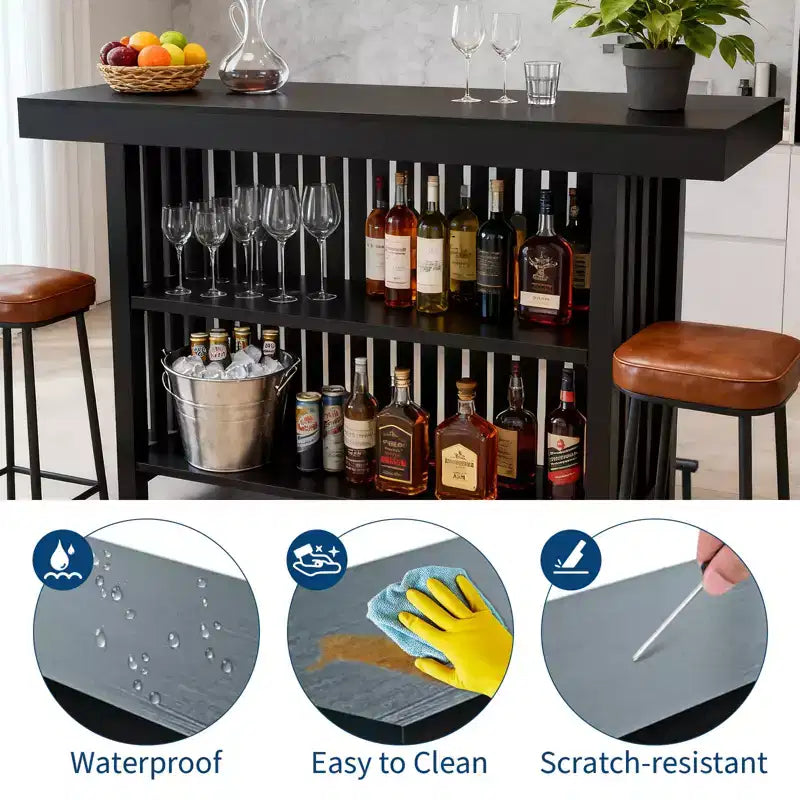 Table de bar à domicile 63, table de pub à 2 niveaux avec repose-pieds, meuble de bar à café moderne pour cuisine, bistrot, salle à manger et salon