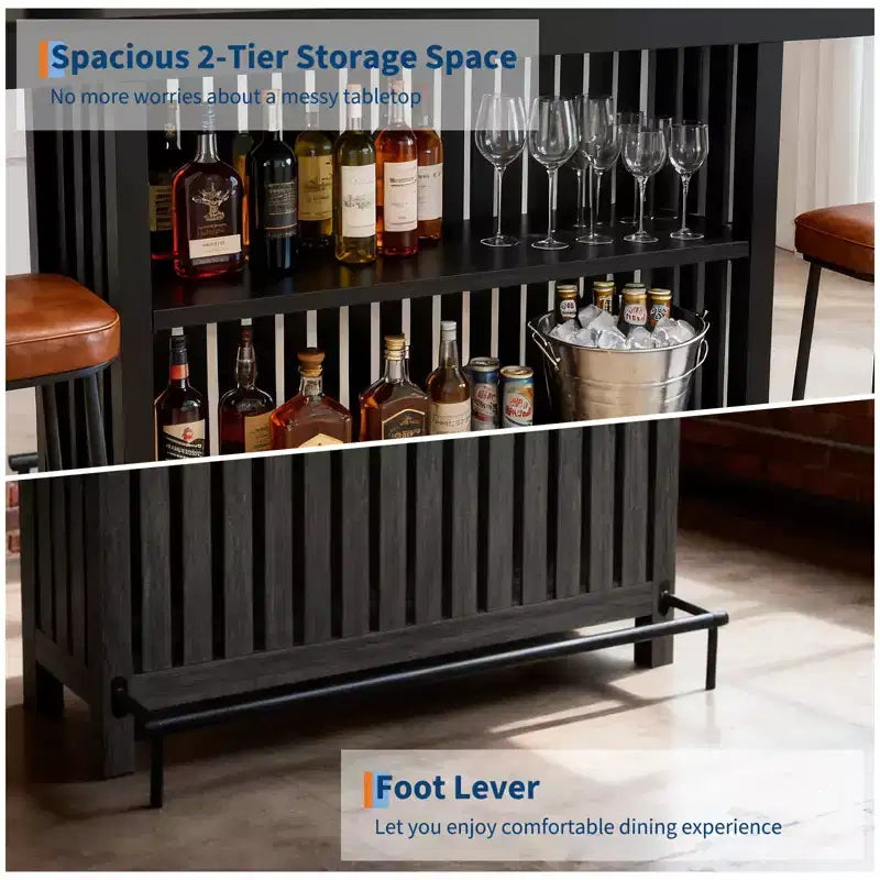 Table de bar à domicile 63, table de pub à 2 niveaux avec repose-pieds, meuble de bar à café moderne pour cuisine, bistrot, salle à manger et salon