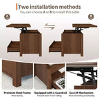 Table basse relevable Coolmee 40, table basse convertible multifonctionnelle avec tiroirs et compartiment caché, se transforme en table à manger