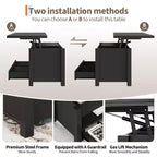Table basse relevable Coolmee 40, table basse convertible multifonctionnelle avec tiroirs et compartiment caché, se transforme en table à manger