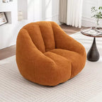 Fauteuil de relaxation FurnitureR en tissu doux Teddy, fauteuil d'appoint moelleux de forme arrondie pour salon, chambre ou coin lecture